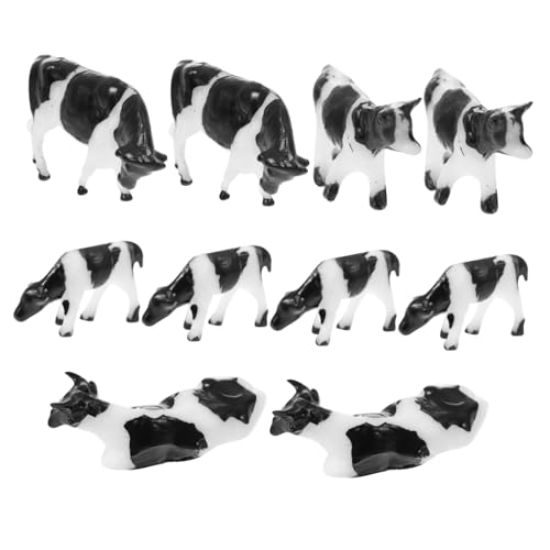 AKOOSY 10 Stück Teiliges Miniatur Kuhfiguren aus Robustem Material Realistische Imitation für DIY Landschaft Garten und Wohnkultur als Lernspielzeug und Dekoratives Tierfiguren von AKOOSY