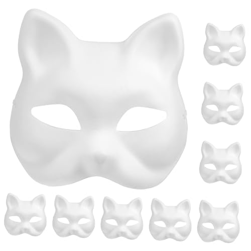 AKOOSY 10 Teiliges Weiße Katzenmasken aus Papier Blanko Tiergesicht Masken zum Bemalen Verstellbare Party und Leichte DIY Katzenmaske für Kostüm und Cosplay AKOOSY 10 Teiliges Weiße Katzenmasken aus Papier Blanko Tiergesicht Masken zum Bemalen Verstellbare Party und Leichte DIY Katzenmaske für Kostüm und Cosplay von AKOOSY