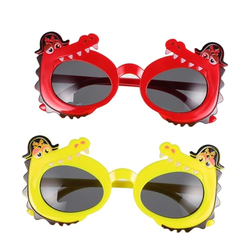 AKOOSY 2 Paare Sonnenbrillen Cartoon Krokodil Rot Gelb Lustige Partybrille Karneval Fasching Accessoire Spaß Brille für Mädchen Jungen AKOOSY 2 Paare Sonnenbrillen Cartoon Krokodil Rot Gelb Lustige Partybrille Karneval Fasching Accessoire Spaß Brille für Mädchen Jungen von AKOOSY