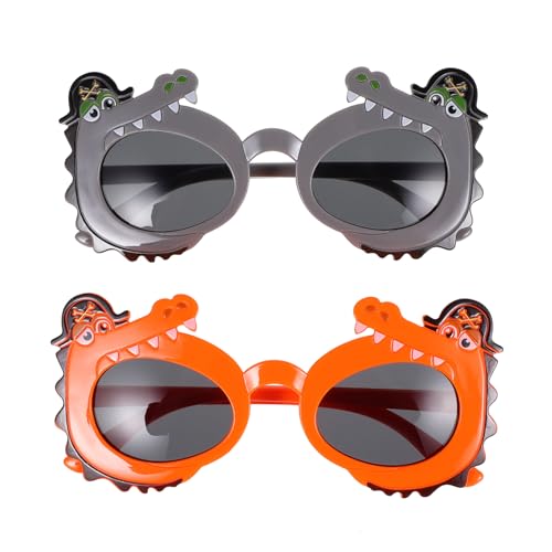 AKOOSY 2 Paare Sonnenbrillen Cartoon Krokodilform Partybrillen für Jungen und Mädchen Lustige Brillen als Party Dress Decor und Foto Requisiten Orange von AKOOSY