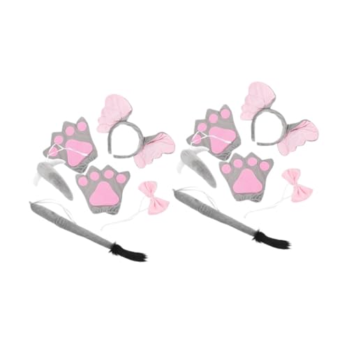 AKOOSY 2 Sätze Kostüm Set Teilig Plüsch Ohren Stirnband und Tier Cosplay Zubehör für Halloween Party Verkleidung Jungen Mädchen Karneval von AKOOSY