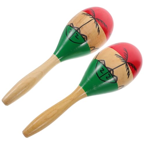 AKOOSY 2 Stück Holz-Maraca Musikalisches Rhythmus-Sticks Kindermusikinstrument -Maracas Kleinkindspielzeug Schlaginstrument Holzspielzeug Orff-Instrument Sand von AKOOSY