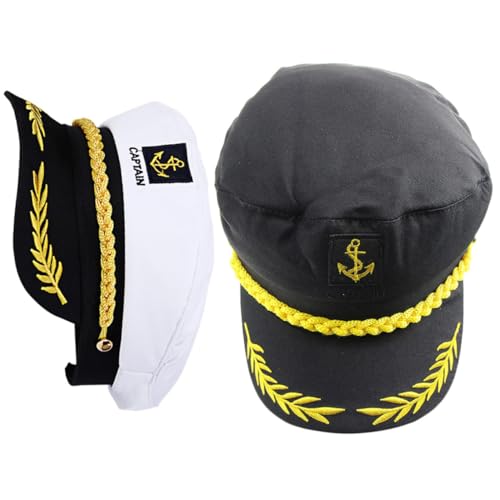 AKOOSY 2 Stück Kapitänsmütze Segler Yachtkostüm Matrosenaccessoire für Damen Herren Leicht und Kompakt für Geburtstagsfeiern Hochzeit und Karneval AKOOSY 2 Stück Kapitänsmütze Segler Yachtkostüm Matrosenaccessoire für Damen Herren Leicht und Kompakt für Geburtstagsfeiern Hochzeit und Karneval von AKOOSY