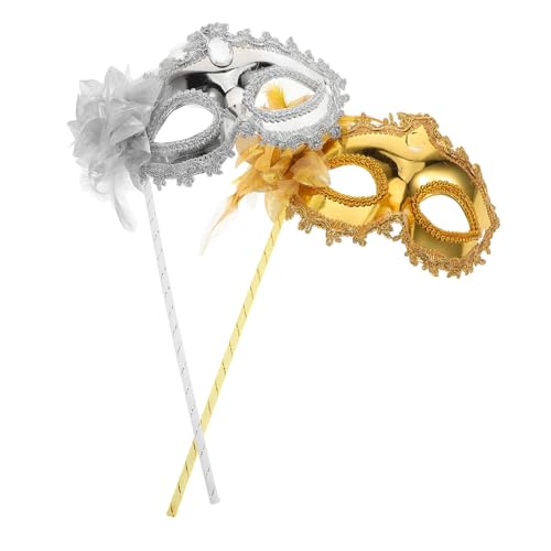 AKOOSY 2 Stück Karnevalskostümzubehör für Damen masken für halloween venezianische maske handgehaltene Maskerademaske Maskerade-Maske für Frauen Maske auf Stick Maskerademaske mit Stock AKOOSY 2 Stück Karnevalskostümzubehör für Damen masken für halloween venezianische maske handgehaltene Maskerademaske Maskerade-Maske für Frauen Maske auf Stick Maskerademaske mit Stock von AKOOSY