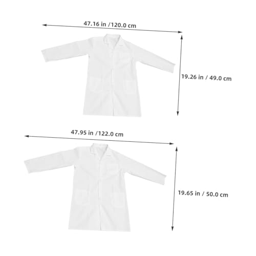 AKOOSY 2 Stück Laborkittel Atmungsaktive Leichte Kinderkostüme Waschbare Unisex Wissenschaftler Outfits für Rollenspiele Party Xl für Cosplay und Experimentierspaß von AKOOSY