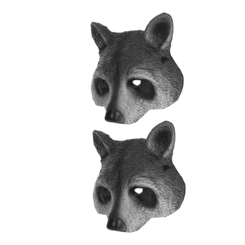 AKOOSY 2 Stück Realistische Waschbär-masken aus Leichtem Pu-schaum Halbe Gesichtsbedeckung mit Detailgetreuem Design Atmungsaktiv und Angenehm Vielseitig für Halloween Karneval Cosplay von AKOOSY
