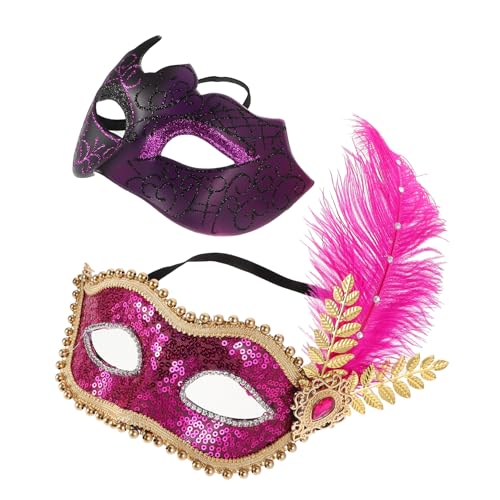 AKOOSY 2 Stück Retro Roman Maske Silvester Maskerade -maske Karneval Partyzubehör Maskenballmaske Für Damen Venezianische Partymaske Maskerademaske Für Kindermädchen Plastik Violett AKOOSY 2 Stück Retro Roman Maske Silvester Maskerade -maske Karneval Partyzubehör Maskenballmaske Für Damen Venezianische Partymaske Maskerademaske Für Kindermädchen Plastik Violett von AKOOSY