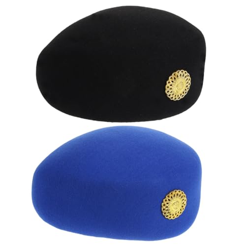 AKOOSY 2 Stück Stewardess Baskenmütze Damen Wollfilz Bandkostüm Hut Flugbegleiterin Uniform Mütze Elegant Leicht Atmungsaktiv für Kostüm und Cosplay AKOOSY 2 Stück Stewardess Baskenmütze Damen Wollfilz Bandkostüm Hut Flugbegleiterin Uniform Mütze Elegant Leicht Atmungsaktiv für Kostüm und Cosplay von AKOOSY