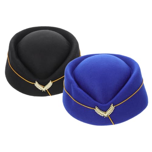 AKOOSY 2 Stück Stewardess Hut für Damen Schwarze und Blaue Uniform Kopfbedeckung für Kostümpartys Cosplay Bühnenaufführungen Elegantes Design und Rutschfest AKOOSY 2 Stück Stewardess Hut für Damen Schwarze und Blaue Uniform Kopfbedeckung für Kostümpartys Cosplay Bühnenaufführungen Elegantes Design und Rutschfest von AKOOSY