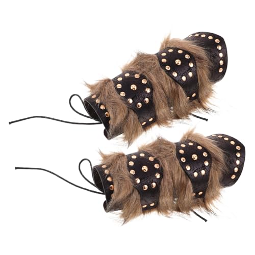AKOOSY 2 Stück Teiliges Mittelalterliches Pu-Armschutz mit Nieten und Felloptik Robuste -handgelenkschützer für Cosplay Halloween Renaissance Bühnenauftritte Unisex AKOOSY 2 Stück Teiliges Mittelalterliches Pu-Armschutz mit Nieten und Felloptik Robuste -handgelenkschützer für Cosplay Halloween Renaissance Bühnenauftritte Unisex von AKOOSY