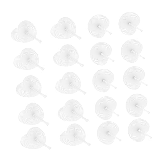 AKOOSY 20 Stück Teiliges Weiße Faltbare Papierfächer Runder und Herzförmiger Form Blanko Handfächer zum Diy Hochzeit Party Favor Fan Leichte und Praktische Dekoration für Feierlichkeiten von AKOOSY