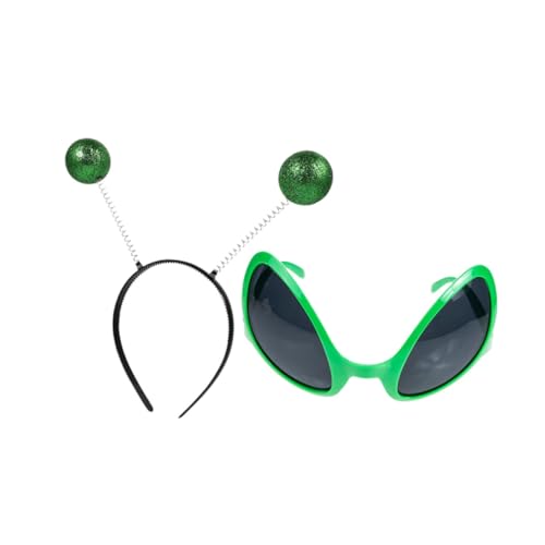 AKOOSY 2pcs Halloween Außerirdische Stirnband Und Brille Set Stirnbänder Und Brille Antenna Stirnbänder Kostümzubehör Kostüm AKOOSY 2pcs Halloween Außerirdische Stirnband Und Brille Set Stirnbänder Und Brille Antenna Stirnbänder Kostümzubehör Kostüm von AKOOSY