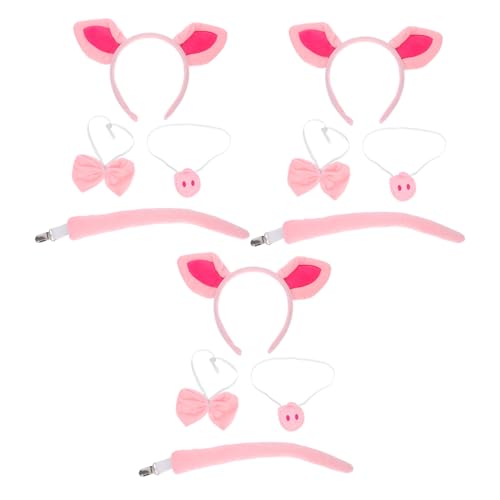 AKOOSY 3 Satz Niedliches Schweine-kostüm-set mit Rosa Plüschohren Verstellbarem Haarreif Nasenclip Schleife und Schweif Komplettes Tier-cosplay für Erwachsene für Halloween AKOOSY 3 Satz Niedliches Schweine-kostüm-set mit Rosa Plüschohren Verstellbarem Haarreif Nasenclip Schleife und Schweif Komplettes Tier-cosplay für Erwachsene für Halloween von AKOOSY