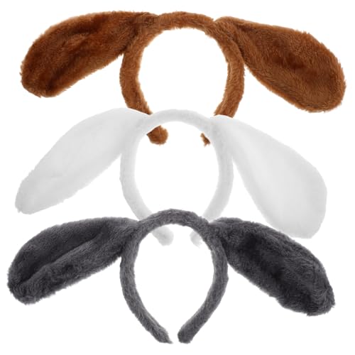 AKOOSY 3 Stück Haarreif Hundeohren Plüsch Tierkostüm Zubehör Verstellbar für Partys Bühnenauftritte Cosplay und Mottopartys von AKOOSY