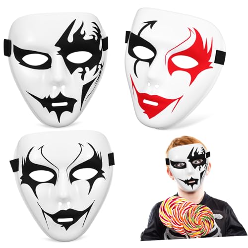 AKOOSY 3 Stück Halloween Party Masken PVC Street Dance Cosplay Masken mit Verstellbarem Gummiband Requisiten für Halloween Kostümfest von AKOOSY
