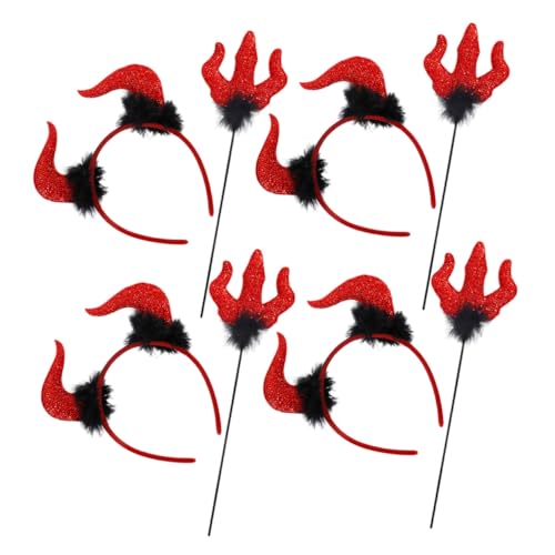 AKOOSY 4 Sätze Halloween Teufel Hörner Stirnband und Set Leichtes Rotes Cosplay Zubehör für Karneval Fasching Fancy Dress und Kostüm Auffälliges Party Accessoire AKOOSY 4 Sätze Halloween Teufel Hörner Stirnband und Set Leichtes Rotes Cosplay Zubehör für Karneval Fasching Fancy Dress und Kostüm Auffälliges Party Accessoire von AKOOSY