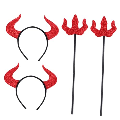 AKOOSY 4 Stück Halloween Teufel Kostüm Set Teilig mit Hörner Stirnband und Teufel Cosplay Accessoires für Damen Herren Teens Robustes Design für Halloween Party und Karneval AKOOSY 4 Stück Halloween Teufel Kostüm Set Teilig mit Hörner Stirnband und Teufel Cosplay Accessoires für Damen Herren Teens Robustes Design für Halloween Party und Karneval von AKOOSY