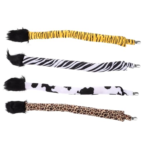 AKOOSY 4 Stück Teiliges Tierkostüm Accessoires Tier Requisiten für Cosplay Halloween Party Niedliche Animal Tail Props für Tiger Kostüm und Rollenspiel von AKOOSY