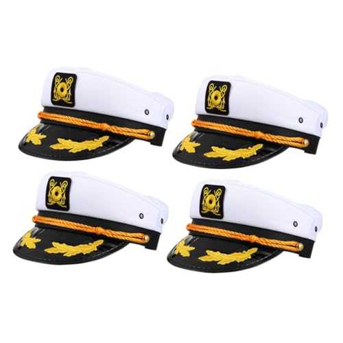AKOOSY 4 Stück Verstellbare Kapitänsmützen Weiß Polyester Seglerhut für Yachtpartys Bootsfahrt Karneval Matrosen Kostüm Zubehör AKOOSY 4 Stück Verstellbare Kapitänsmützen Weiß Polyester Seglerhut für Yachtpartys Bootsfahrt Karneval Matrosen Kostüm Zubehör von AKOOSY