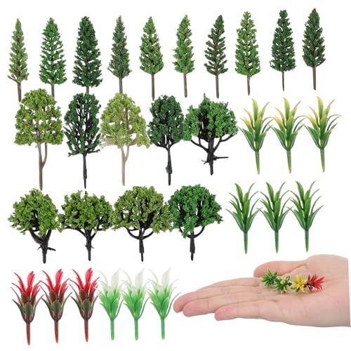 AKOOSY 40 Stück Teiliges Miniatur-bäume aus Kunststoff Gemischte Modellbäume für DIY Mikro-landschaften Bonsai-Dekoration Diorama Lebensechte Mini Kiefern für Bastelprojekte von AKOOSY
