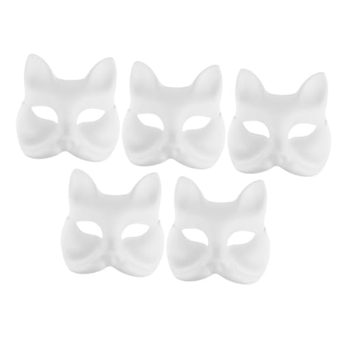 AKOOSY 5 Stück DIY Fox Masken für Halloween Kostümparty Leere Papiermasken Bemalen für Kreative Gestaltungen und Cosplay für Schule Familie von AKOOSY