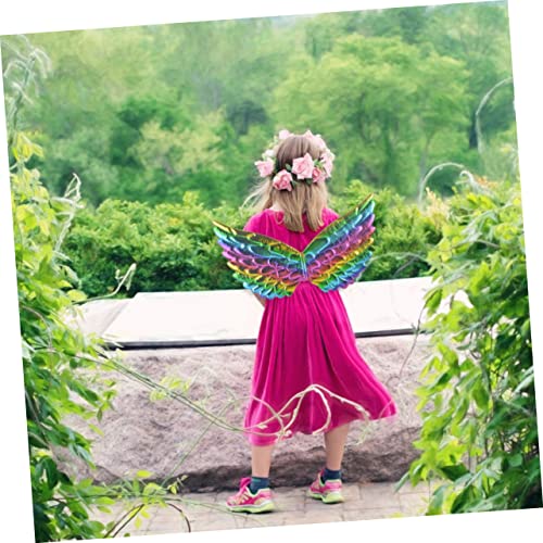 AKOOSY 6 Stück Teiliges Bunte Engelsflügel Cosplay Requisiten Leichte Langlebige Flügel Gold und Farbverlauf für Kostüm Party Fotorequisit Fasching und Bühnenauftritte von AKOOSY