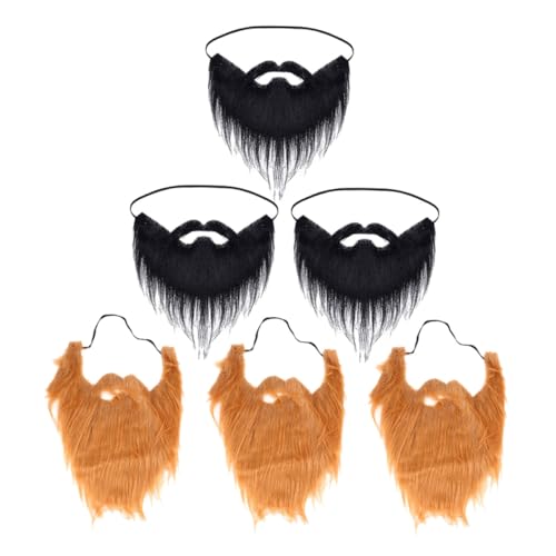 AKOOSY 6 Stück Teiliges Fake für Männer Realistischer Kunstbart in Schwarz und Braun Einfaches Anbringen Bequemes Tragen für Halloween Kostüm Cosplay Party und Verkleidung von AKOOSY