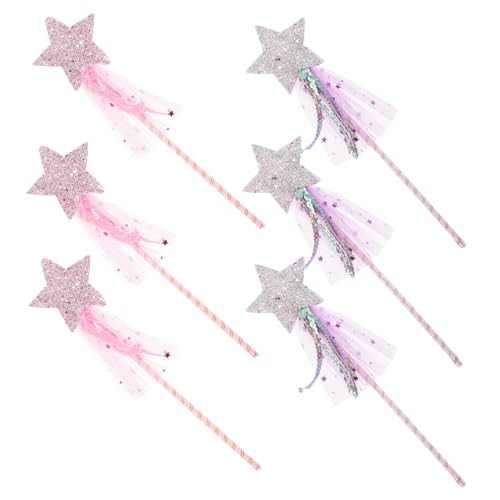 AKOOSY 6 Stück Teiliges Glitzer-feenstab Leichte Prinzessin-Kinderzauberstäbe Realistische Kostümrequisiten für Party Cosplay Bühnenauftritte und Fantasievolles Rollenspiel von AKOOSY