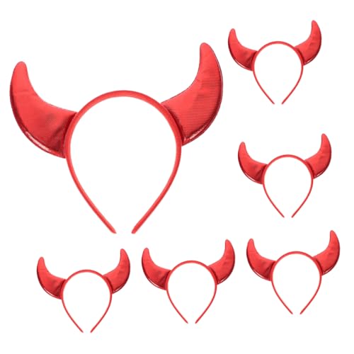AKOOSY 6 Stück Teiliges Teufelshorn Haarreif mit Glitzer Rotes Cosplay Kopfschmuck Halloween Kostüm Zubehör für Damen Mädchen und Verstellbar und Auffällig für Party und Karneval AKOOSY 6 Stück Teiliges Teufelshorn Haarreif mit Glitzer Rotes Cosplay Kopfschmuck Halloween Kostüm Zubehör für Damen Mädchen und Verstellbar und Auffällig für Party und Karneval von AKOOSY