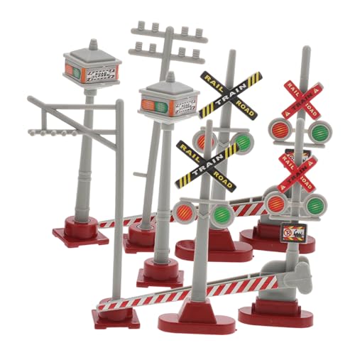 AKOOSY 8 Stück Teiliges Verkehrszeichenmodell für Puppenhaus und Sandtisch Detailgetreue Miniatur Eisenbahnampeln und Signale Vielseitige Landschaftsdekoration für Lernspielzeug von AKOOSY