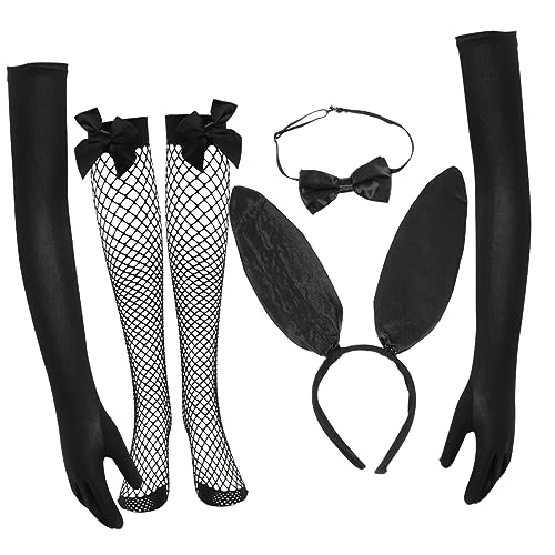 AKOOSY Bunny Cosplay Kostüm Set Haarreif mit Kaninchenohren Handschuhe Strümpfe und Fliege für Fasching Halloween und Kostümpartys AKOOSY Bunny Cosplay Kostüm Set Haarreif mit Kaninchenohren Handschuhe Strümpfe und Fliege für Fasching Halloween und Kostümpartys von AKOOSY