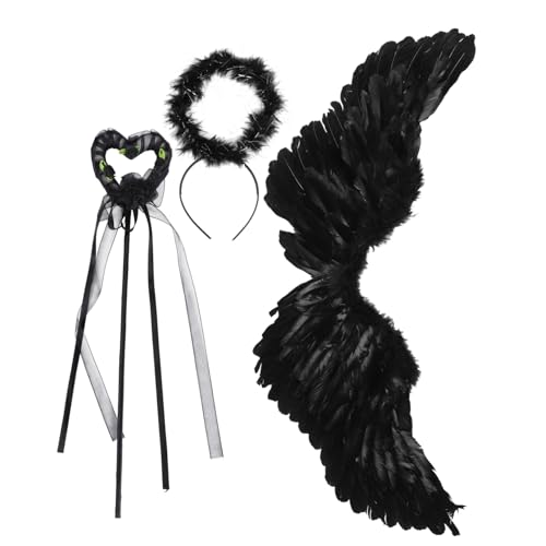 AKOOSY Devil Cosplay mit Schwarzem Federflügel Leichtem Faltbarem Flügel Accessoire Komfortablem Halloween Kostüm für Bühnenauftritte Karneval und Mottopartys von AKOOSY