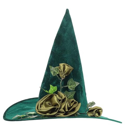 AKOOSY Grüner Hexenhut mit Blumenranken Halloween Design Cosplay Kostüm Party Hut für Erwachsene und Jugendliche Dekoration und Fotorequisite AKOOSY Grüner Hexenhut mit Blumenranken Halloween Design Cosplay Kostüm Party Hut für Erwachsene und Jugendliche Dekoration und Fotorequisite von AKOOSY