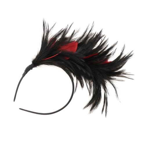 AKOOSY Haarreif Damen Halloween Kostüm Accessoire Leicht Karneval Masquerade Party Kopfschmuck Schwarz Rot Tea Party Haarschmuck von AKOOSY