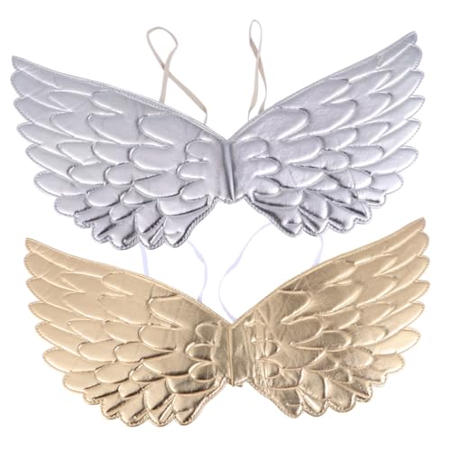 AKOOSY Halloween Engelsflügel Teilig für Goldene und Silberne Cosplay Flügel Elastische Träger Bequemes Langlebiges Stoffmaterial für Halloween Party Kinderkostüm und Aufführung von AKOOSY