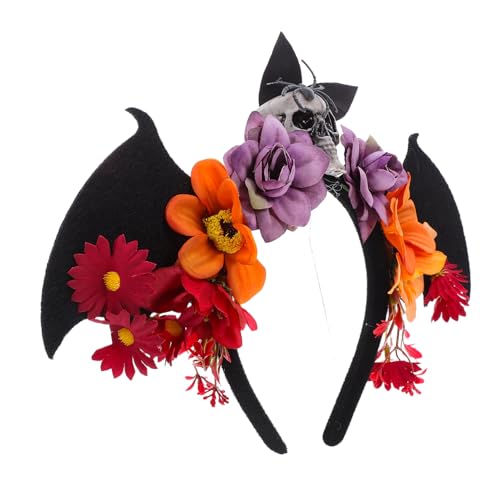 AKOOSY Halloween Haarreif mit Mexikanischem Blumenschmuck und Totenkopf Schwarzer Fledermausflügel-haarreifen für Erwachsene Day Of The Dead Kopfschmuck für Kostüm Maskerade und Karneval AKOOSY Halloween Haarreif mit Mexikanischem Blumenschmuck und Totenkopf Schwarzer Fledermausflügel-haarreifen für Erwachsene Day Of The Dead Kopfschmuck für Kostüm Maskerade und Karneval von AKOOSY