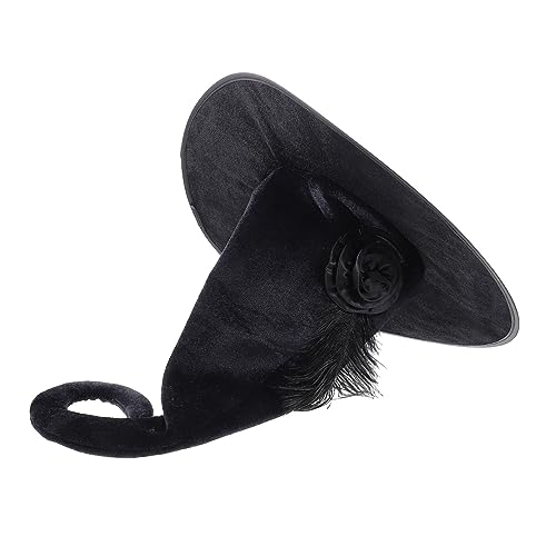 AKOOSY Halloween Hexenhut Damen Einstellbare Schwarzer Flanell Zaubererhut mit Gebogener Spitze und Rosenverzierung für Kostümparty Karneval Masquerade und Halloween Feiern AKOOSY Halloween Hexenhut Damen Einstellbare Schwarzer Flanell Zaubererhut mit Gebogener Spitze und Rosenverzierung für Kostümparty Karneval Masquerade und Halloween Feiern von AKOOSY