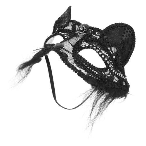 AKOOSY Halloween Katzenmaske Cosplay Tiermaske Schwarz Atmungsaktiv und Einheitlich Passend für Maskerade Kostümparty Karneval und Bühnenauftritte Vielseitiges Accessoire für Damen und von AKOOSY