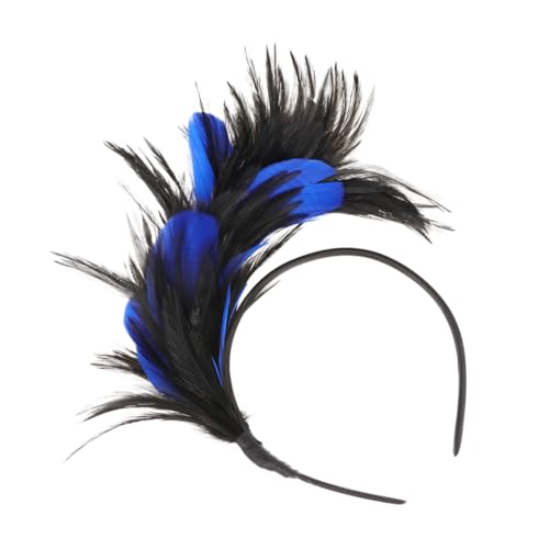 AKOOSY Halloween Schmuck Stirnband Damen Masquerade Kopfschmuck Schwarz Blau Federhaarreif für Party Ball Tanz Fest von AKOOSY