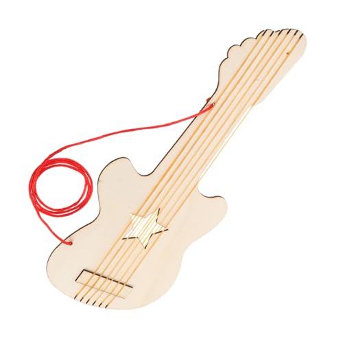 AKOOSY Handgefertigtes Hölzernes Gitarrenspielzeug Holzgitarrenspielzeug Kindermusikspielzeug DIY Kindergitarrenspielzeug DIY Gitarrenhandwerk Leere Holzgitarrenausschnitte DIY von AKOOSY