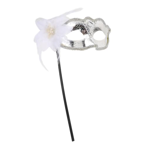 AKOOSY Handgehaltene Federmaske Silber Klassische Prom Ball Tanzparty Maske Damen Mädchen Karneval Halloween Bühnenauftritt Accessoire AKOOSY Handgehaltene Federmaske Silber Klassische Prom Ball Tanzparty Maske Damen Mädchen Karneval Halloween Bühnenauftritt Accessoire von AKOOSY