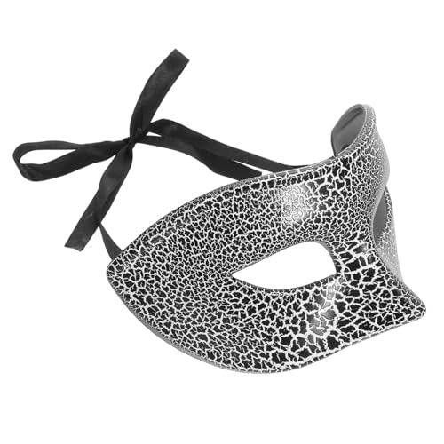 AKOOSY Horrormaske Halloween Vintage Maske Maskenmaske Gruselmaske Kostümmaske Für Herren Crack Halbmaske Halloween Halbmaske Männer Karnevalsmaske Kunststoff Schwarz von AKOOSY