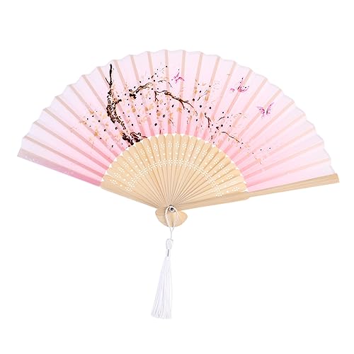 AKOOSY Japanischer Faltbarer Handfächer Handgefertigt mit Rosa Pflaumen Design Leichter Tragbarer Fächer für Tanz Performance Party Hochzeit und Dekoration AKOOSY Japanischer Faltbarer Handfächer Handgefertigt mit Rosa Pflaumen Design Leichter Tragbarer Fächer für Tanz Performance Party Hochzeit und Dekoration von AKOOSY