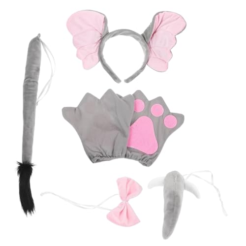 AKOOSY Kostüm mit Ohren Haarreif Dekorativer und Nase Draht Kopfhaarband Inklusive Graue Handschuhe für Fasching Halloween und Party von AKOOSY