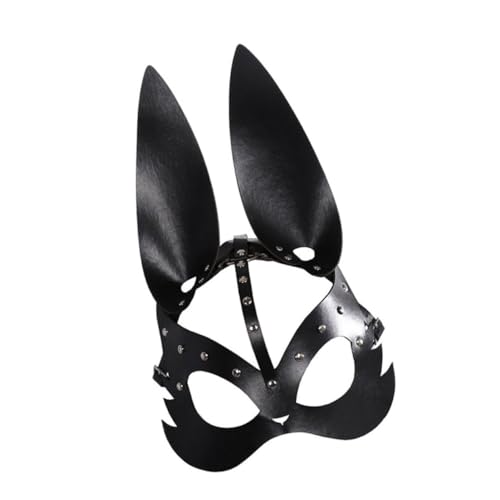 AKOOSY Ledrige Schwarze Hasenohren Maske Halbes Gesicht Kostüm Party Requisite Karneval Halloween Atmungsaktiv und Komfortabel AKOOSY Ledrige Schwarze Hasenohren Maske Halbes Gesicht Kostüm Party Requisite Karneval Halloween Atmungsaktiv und Komfortabel von AKOOSY