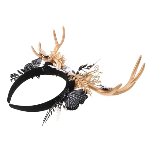 AKOOSY Leichtes Modisches Hirschgeweih Haarreif mit Schmetterlings Blumen-design Party-accessoire für Damen Geeignet für Weihnachten Halloween und Festliche Anlässe von AKOOSY