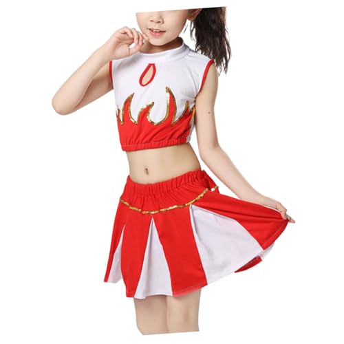 AKOOSY Mädchen Cheerleading Kostüm Weiches Bequemes Tanzkostüm für Auftritte Langlebige Performance Kleidung Vielseitiges Outfit für Party Bühne und Rollenspiel von AKOOSY