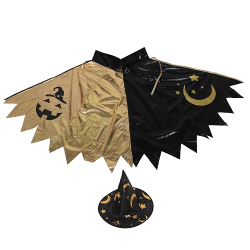 AKOOSY Magierkostüm Set mit Umhang und Hut Sternenmuster Halloween Verkleidung für Jungen und Mädchen Bequemes Zauberer Cape für Karneval Geburtstag und Rollenspiele AKOOSY Magierkostüm Set mit Umhang und Hut Sternenmuster Halloween Verkleidung für Jungen und Mädchen Bequemes Zauberer Cape für Karneval Geburtstag und Rollenspiele von AKOOSY