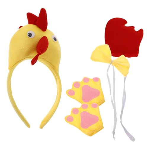 AKOOSY Niedliches Hühner Cosplay Set Teilig mit Haarreif Fliege und Handschuhen für Tierkostüm Bühnenauftritt Halloween Karneval Party Zubehör AKOOSY Niedliches Hühner Cosplay Set Teilig mit Haarreif Fliege und Handschuhen für Tierkostüm Bühnenauftritt Halloween Karneval Party Zubehör von AKOOSY