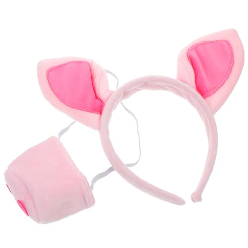 AKOOSY Pig Kostüm mit Schweineohren Haarreif und Schweinenase Bequemes Tierkostüm Zubehör für Karneval Halloween Cosplay und Party Teiliges für Erwachsene von AKOOSY